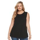Plus Size Croft & Barrow&reg; Smocked-yoke Tank, Women's, Size: 1xl, Black