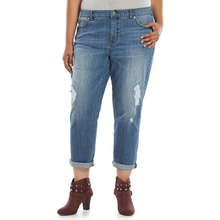 Plus Size Jennifer Lopez Boyfriend Jeans, Women's, Size: 24 W, Med Blue
