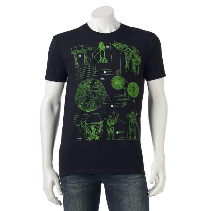 Men's Star Wars Schematic Tee, Size: Large, Black