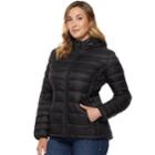 Plus Size Heat Keep Hooded Packable Puffer Down Jacket, Women's, Size: 2xl, Black