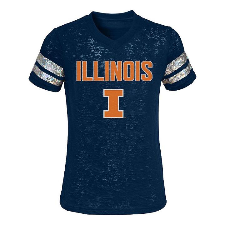 Girls 4-6x Illinois Fighting Illini Opal Burnout Tee, Girl's, Size: M(5/6), Blue
