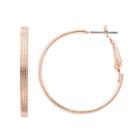 Lc Lauren Conrad Textured Flat Tube Nickel Free Hoop Earrings, Women's, Pink