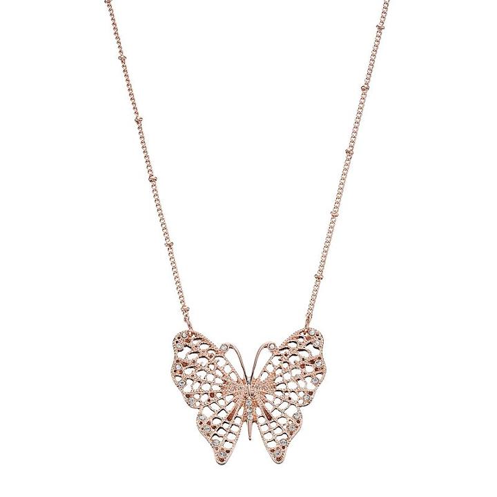 Lc Lauren Conrad Long Filigree Butterfly Necklace, Women's, Light Pink