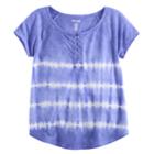 Girls 7-16 Mudd&reg; Lace-up Raglan Tie-dye Tee, Size: 10, Med Blue