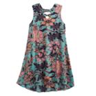 Girls 7-16 My Michelle Button Front Printed Trapeze Dress, Size: 7, Green Oth