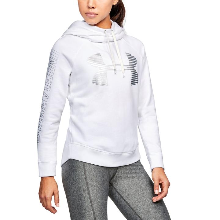 Women's Under Armour Favorite Fleece Metallic Logo Hoodie, Size: Xs, White