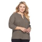 Plus Size Dana Buchman Printed Top, Women's, Size: 3xl, Dark Beige