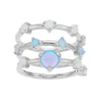 Sterling Silver Lab-created Opal 3 Piece Stack Ring Set, Women's, Size: 6, Blue