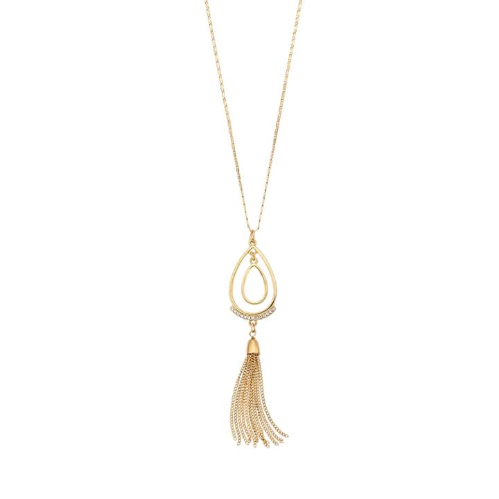 Lc Lauren Conrad Long Tassel Teardrop Pendant Necklace, Women's, Gold