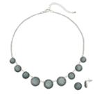 Circle Link Necklace & Button Stud Earring Set, Women's, Grey