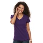 Women's Croft & Barrow&reg; Essential Classic V-neck Tee, Size: Xs, Drk Purple