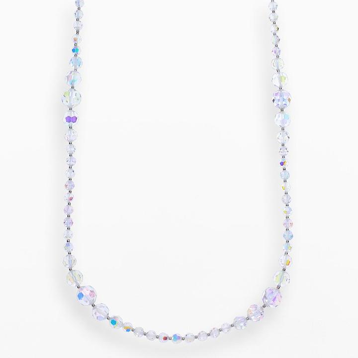 Crystal Avenue Silver-plated Crystal Long Station Necklace - Made With Swarovski Crystals, Women's, Size: 30, Multicolor
