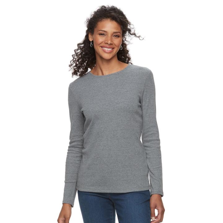 Women's Croft & Barrow&reg; Crewneck Tee, Size: Xs, Dark Grey