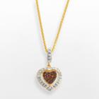 18k Gold Over Brass Crystal Heart Frame Pendant, Women's, Yellow