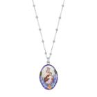 Sterling Silver Pressed Flower Mary & Jesus Pendant Necklace, Women's, Size: 24, Multicolor