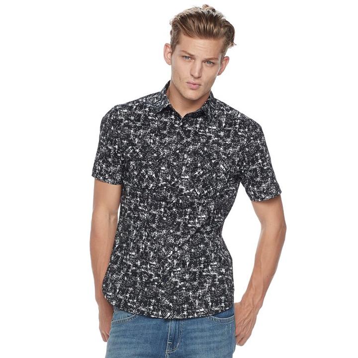 Men's Rock & Republic Stretch Poplin Button-down Shirt, Size: Large, Black