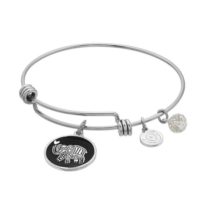Love This Life Lucky Elephant Bangle Bracelet, Women's, Grey