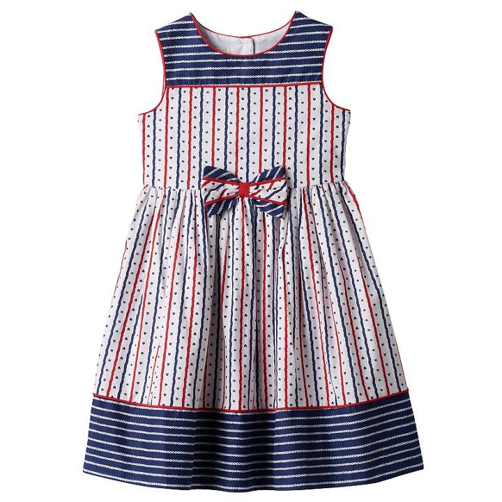 Girls 4-6x Marmellata Classics Americana Red, White & Navy Striped Dress, Girl's, Size: 6, Ovrfl Oth