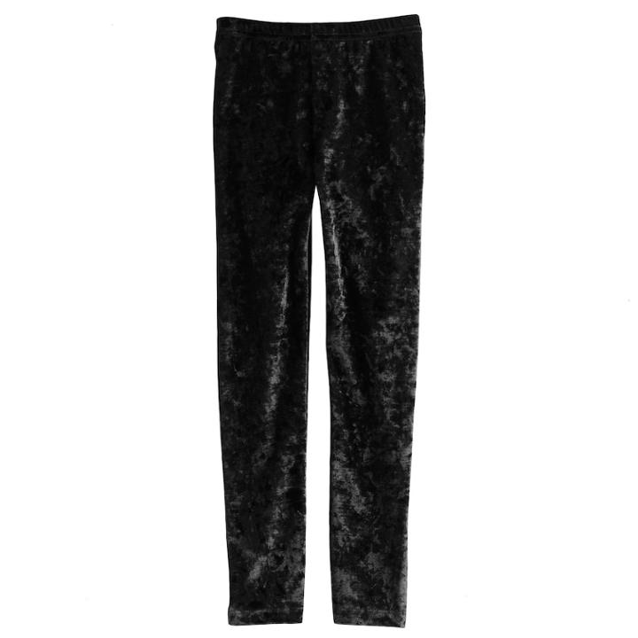 Girls 4-12 Sonoma Goods For Life&trade; Velour Long Leggings, Size: 8, Black