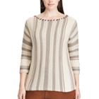 Plus Size Chaps Striped Cotton-blend Sweater, Women's, Size: 1xl, Grey