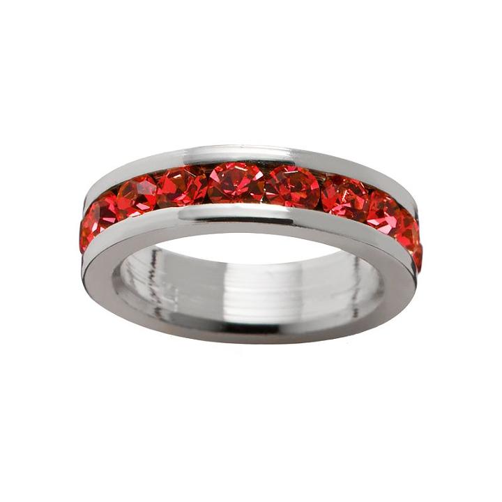 Traditions Sterling Silver Swarovski Crystal Birthstone Rondelle Charm, Women's, Red