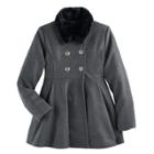 Girls 6-12 So&reg; Faux-fur Collar Wool Coat, Size: 7-8, Grey Other