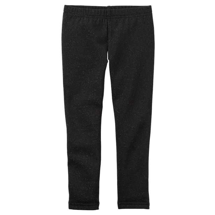 Baby Girl Carter's Fleece-lined Sparkle Black Leggings, Size: 12 Months