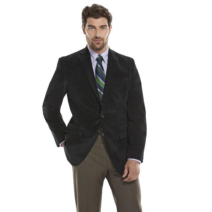 Big & Tall Chaps Classic-fit Black Corduory Sport Coat, Men's, Size: 44 X-long
