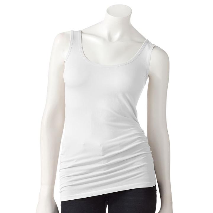 Women's Rock & Republic&reg; Seamless Tank, Size: Large, White