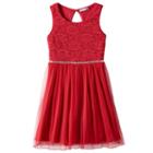 Girls 7-16 Speechless Glitter Lace Dress, Girl's, Size: 8, Dark Red