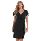 Plus Size Chaps Surplice Faux-wrap Dress, Women's, Size: 18 W, Black