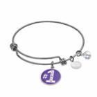 Love This Life Crystal #1 Coach Charm Bangle Bracelet, Women's, Purple
