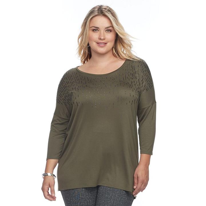 Plus Size Apt. 9&reg; Embellished Tunic, Women's, Size: 1xl, Green