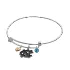 Fiora Sterling Silver North Carolina Tar Heels Charm Bangle Bracelet, Women's, Blue