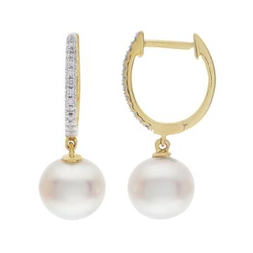 Pearlustre By Imperial 14k Gold Freshwater Cultured Pearl & Diamond Accent Drop Earrings, Women's, White
