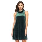 Women's Apt. 9&reg; Cowlneck Velvet Dress, Size: Medium, Green