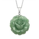 Jade Sterling Silver Rose Pendant Necklace, Women's, Size: 18, Green