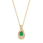 10k Gold 1/6 Carat T.w. Diamond & Emerald Twist Teardrop Pendant, Women's, Size: 18, Green
