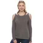 Juniors' Pink Republic Cold-shoulder Sweater, Teens, Size: Small, Grey