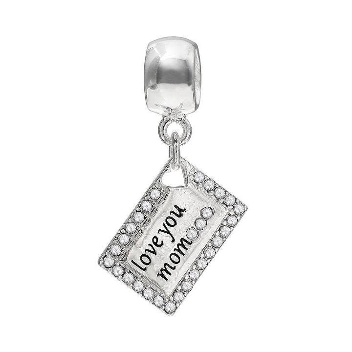 Individuality Beads Crystal Sterling Silver Love You Mom Envelope Charm, Women's