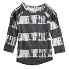Girls 7-16 & Plus Size Mudd&reg; Crochet Trim Cold Shoulder Tee, Size: 20 1/2, Grey (charcoal)