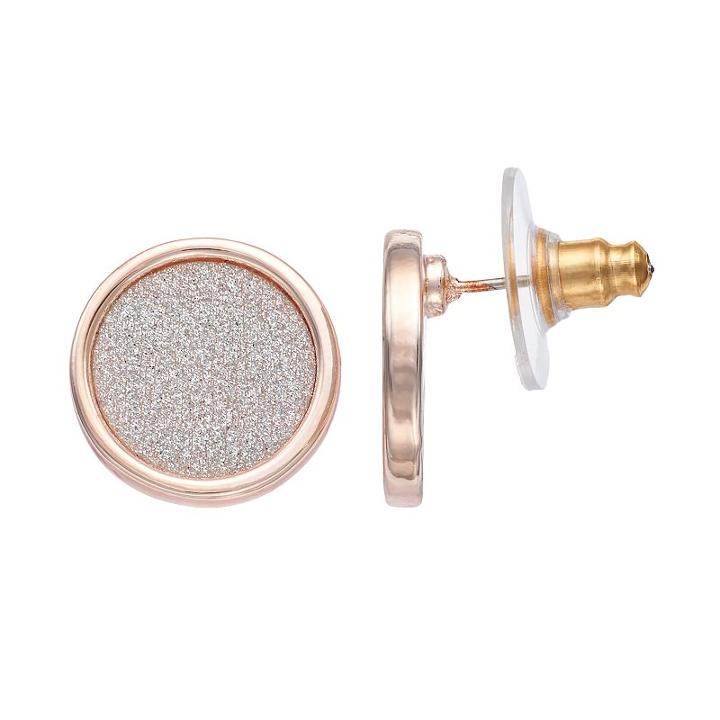 Glittery Nickel Free Round Stud Earrings, Women's, Pink Other