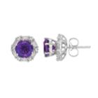 Sterling Silver Amethyst & Lab-created White Sapphire Stud Earrings, Women's, Purple