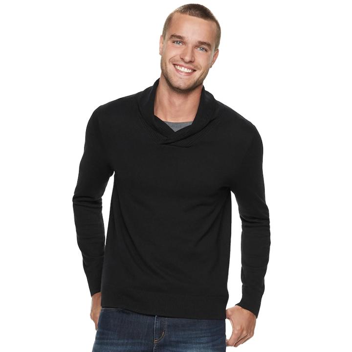 Big & Tall Men's Marc Anthony Slim-fit Shawl-collar Sweater, Size: M Tall, Black