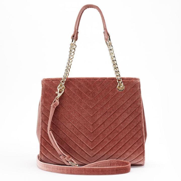 Apt. 9&reg; Sloan Quilted Velvet Satchel, Women's, Pink Other