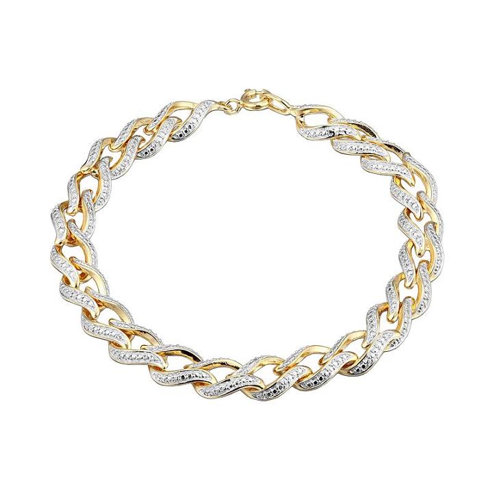 18k Gold Over Silver Diamond Accent Bracelet, Women's, Size: 7.25, Yellow