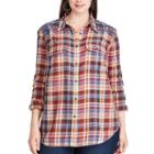 Plus Size Chaps Plaid Cotton Work Shirt, Women's, Size: 2xl, Lt Beige