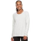 Women's Tek Gear&reg; Terry Ribbed Long Sleeve Top, Size: Medium, Light Grey