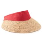 Woven Raffia Visor, Women's, Dark Red