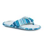 Muk Luks Women's Dawna Memory Foam Thong Slippers, Size: Large, Blue